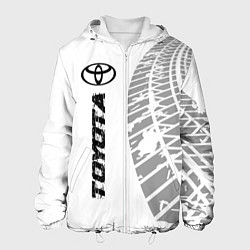 Куртка с капюшоном мужская Toyota speed на светлом фоне со следами шин: по-ве, цвет: 3D-белый
