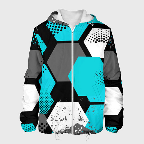 Мужская куртка Шестиугольники абстрактный фон / 3D-Белый – фото 1