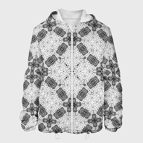 Мужская куртка Черно-белый ажурный кружевной узор Геометрия / 3D-Белый – фото 1