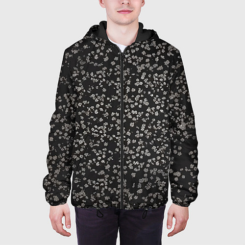 Мужская куртка Цветочки вишни / 3D-Черный – фото 3