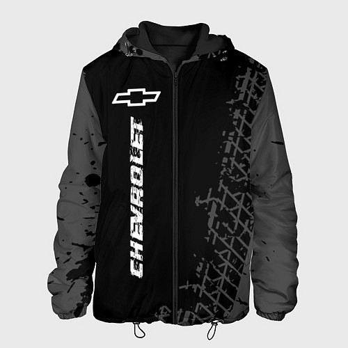 Мужская куртка Chevrolet speed на темном фоне со следами шин: по- / 3D-Черный – фото 1