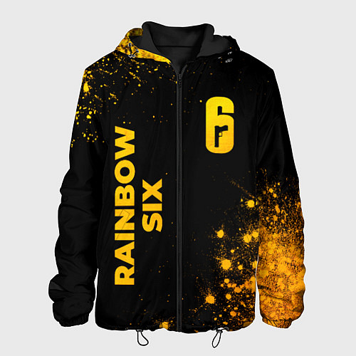 Мужская куртка Rainbow Six - gold gradient: надпись, символ / 3D-Черный – фото 1