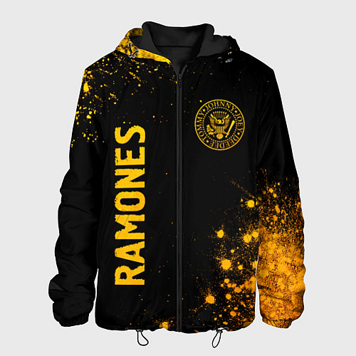 Мужская куртка Ramones - gold gradient: надпись, символ / 3D-Черный – фото 1