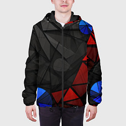 Куртка с капюшоном мужская Black blue red elements, цвет: 3D-черный — фото 2