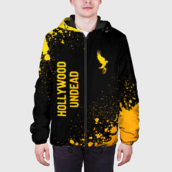 Куртка с капюшоном мужская Hollywood Undead - gold gradient: надпись, символ, цвет: 3D-черный — фото 2