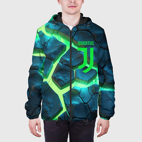 Мужская куртка Ювентус разлом зеленых плит / 3D-Черный – фото 3