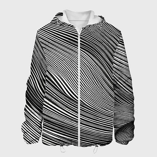 Мужская куртка Черно-белые полосы абстракция / 3D-Белый – фото 1