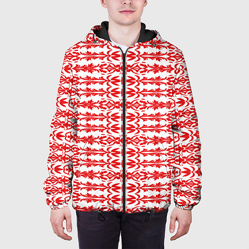 Мужская куртка Красно-белый батик / 3D-Черный – фото 3
