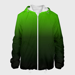 Куртка с капюшоном мужская Градиент ядовитый зеленый - черный, цвет: 3D-белый