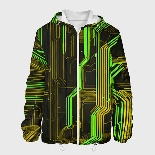 Мужская куртка Кибер схема зелёная / 3D-Белый – фото 1