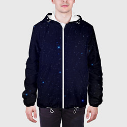 Куртка с капюшоном мужская Тёмный космос и синие звёзды, цвет: 3D-белый — фото 2