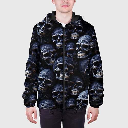 Мужская куртка Черные металлические черепа / 3D-Черный – фото 3