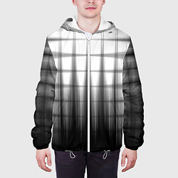 Куртка с капюшоном мужская Черная градиентная клетка, цвет: 3D-белый — фото 2