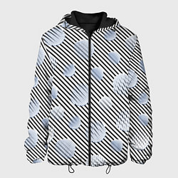 Куртка с капюшоном мужская Серебристые круги на полосатом фоне, цвет: 3D-черный