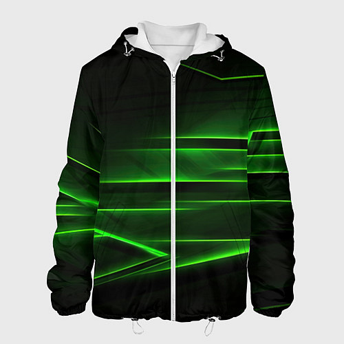 Мужская куртка Green lines abstract / 3D-Белый – фото 1