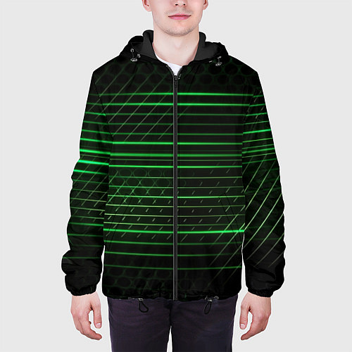 Мужская куртка Green abstract texture / 3D-Черный – фото 3