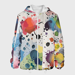 Куртка с капюшоном мужская Colorful blots - vogue - abstraction, цвет: 3D-белый