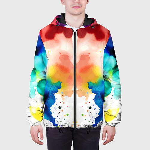 Мужская куртка Цветная монотипия - поп-арт / 3D-Черный – фото 3