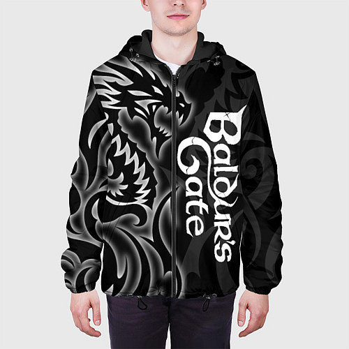 Мужская куртка Балдурс гейт 3 - черный дракон / 3D-Черный – фото 3