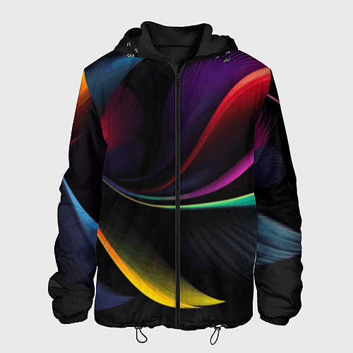 Мужская куртка Ночная абстракция из разноцветных лучей / 3D-Черный – фото 1