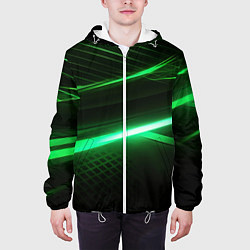 Куртка с капюшоном мужская Зеленый неоновый свет, цвет: 3D-белый — фото 2