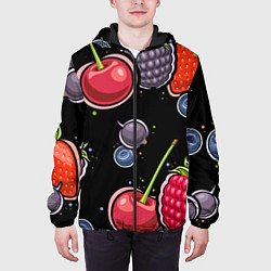 Куртка с капюшоном мужская Плоды и ягоды, цвет: 3D-черный — фото 2