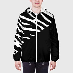Куртка с капюшоном мужская Полосы зебры с черным, цвет: 3D-белый — фото 2