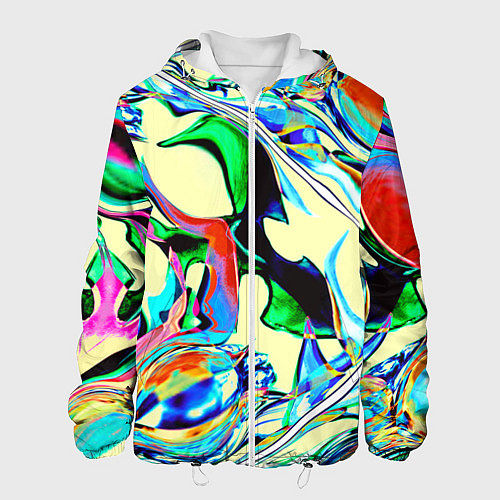 Мужская куртка Яркие абстрактные разводы / 3D-Белый – фото 1