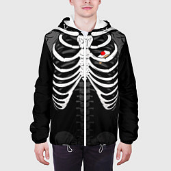 Куртка с капюшоном мужская Скелет: ребра с кусочком торта с вишней, цвет: 3D-белый — фото 2