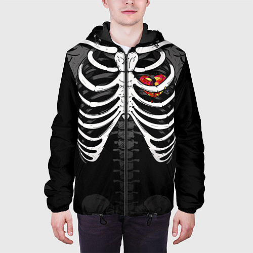 Мужская куртка Скелет: ребра с разбитым сердцем / 3D-Черный – фото 3
