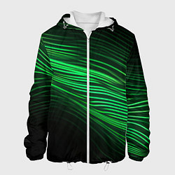 Куртка с капюшоном мужская Green neon lines, цвет: 3D-белый