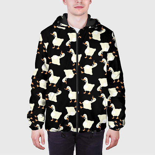 Мужская куртка Паттерн с гусями / 3D-Черный – фото 3