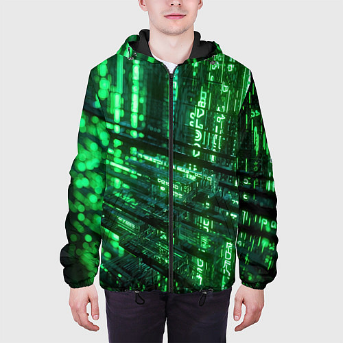 Мужская куртка Цифровая текстура / 3D-Черный – фото 3