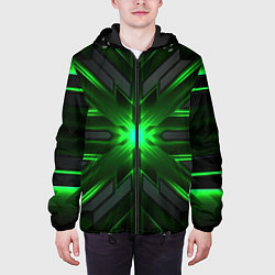 Куртка с капюшоном мужская Зеленый свет в абстракции, цвет: 3D-черный — фото 2