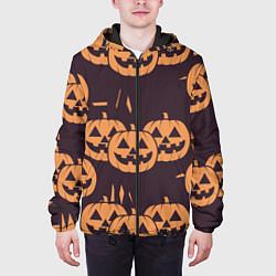 Куртка с капюшоном мужская Фонарь джек в грандж стиле halloween тыква cartoon, цвет: 3D-черный — фото 2