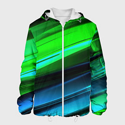Куртка с капюшоном мужская Зеленая абстракция, цвет: 3D-белый