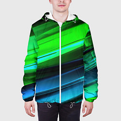 Куртка с капюшоном мужская Зеленая абстракция, цвет: 3D-белый — фото 2