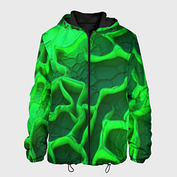 Куртка с капюшоном мужская Объемные зеленые линии, цвет: 3D-черный