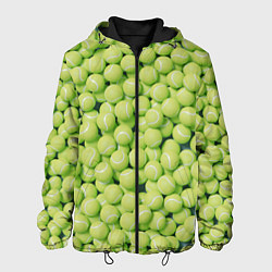 Куртка с капюшоном мужская Узор из теннисных мячей, цвет: 3D-черный