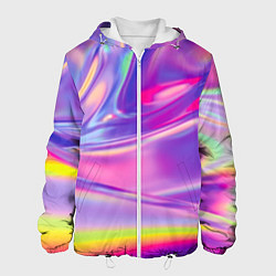 Куртка с капюшоном мужская Радужное северное сияние, цвет: 3D-белый
