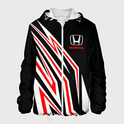 Куртка с капюшоном мужская Хонда - белый и красный, цвет: 3D-белый