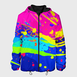 Куртка с капюшоном мужская Красочная абстрактная композиция, цвет: 3D-черный