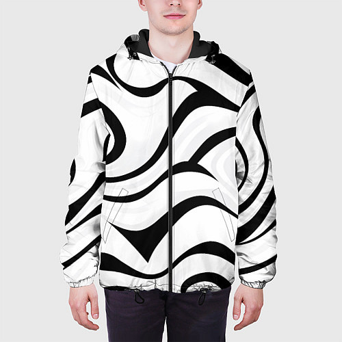 Мужская куртка Анималистическая абстракция зебры / 3D-Черный – фото 3