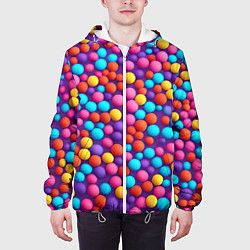 Куртка с капюшоном мужская Паттерн разноцветные шарики - нейросеть, цвет: 3D-белый — фото 2