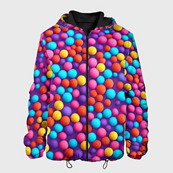 Куртка с капюшоном мужская Паттерн разноцветные шарики - нейросеть, цвет: 3D-черный