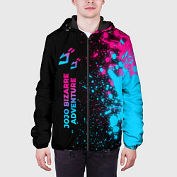 Куртка с капюшоном мужская JoJo Bizarre Adventure - neon gradient: по-вертика, цвет: 3D-черный — фото 2