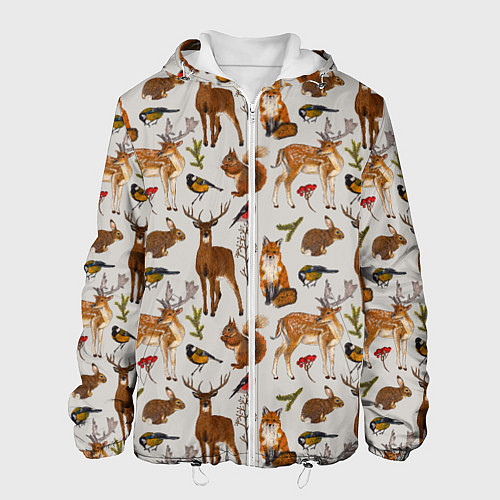 Мужская куртка Лесные животные / 3D-Белый – фото 1