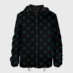 Куртка с капюшоном мужская Неоновые круги на чёрном фоне, цвет: 3D-черный
