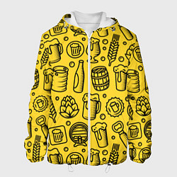Куртка с капюшоном мужская Пиво и аксессуары - жёлтый, цвет: 3D-белый