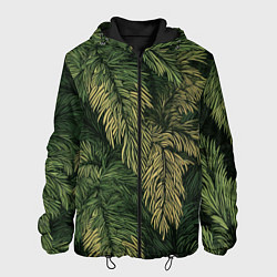 Куртка с капюшоном мужская Камуфляж хвойный лес, цвет: 3D-черный